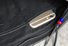 Genuine Leather Mens Clutch Cool Slim Wallet Zipper Clutch Wristlet Wallet for Men