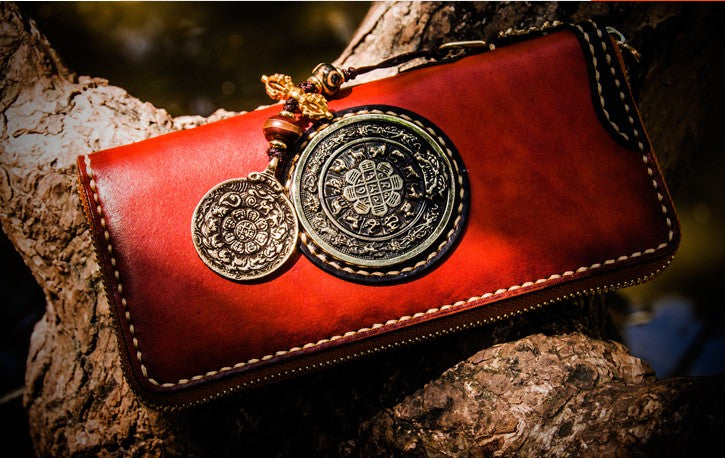 Handmade Leather Tooled Tibetan Mens Chain Biker Wallet Cool Leather W –  iwalletsmen