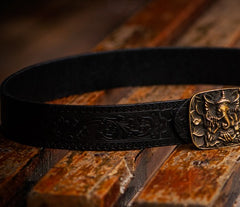 Handmade Genuine Leather Mens Belt Custom Cool Leather Men Black Belt for Men