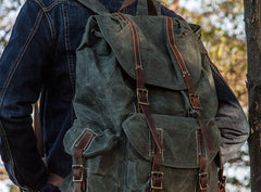 Cool Mens Waxed Large Canvas Backpack Travel Canvas Backpack for Men - iwalletsmen