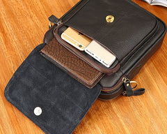 Cool Coffee Small Leather Mens Side Bag Messenger Bag Shoulder Bag for Men - iwalletsmen