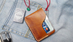 Brown Leather Mens Slim Front Pocket Wallets Leather Cards Wallet for Men - iwalletsmen