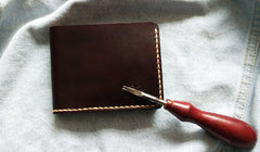 Leather Mens Slim Coffee Front Pocket Bifold Small Wallets Card Wallet for Men - iwalletsmen