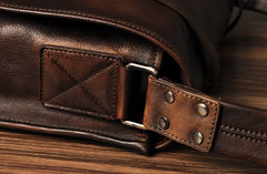 Genuine Leather Mens Cool Messenger Bag Shoulder Bag Chest Bag Bike Bag Cycling Bag for men