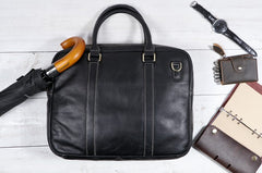 Cool Black Leather Mens Briefcase Work Bag Laptop Bag Business Bag for Men - iwalletsmen