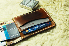 Coffee Vintage Leather Mens Slim Small Wallet Leather Bifold Wallets for Men - iwalletsmen