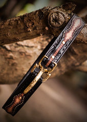Handmade Genuine Leather Tooled Mens Belt Custom Cool Leather Men Black Belt for Men