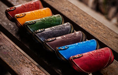Handmade Leather Tooled Mens Cool Car Key Wallet Coin Wallet Pouch Car KeyChain for Men