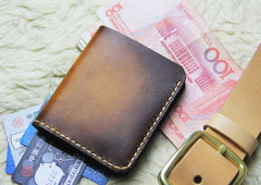 Vintage Leather Brown Mens Slim Small Wallet Leather Bifold Wallets for Men - iwalletsmen