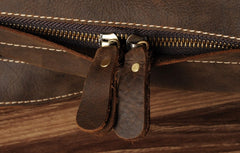 Genuine Leather Mens Cool Backpack Sling Bag Large Brown Travel Bag Hiking Bag for men