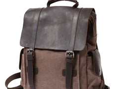Mens Canvas Leather Backpack Canvas Travel Backpack Canvas School Backpacks for Men - iwalletsmen