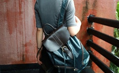 Cool Green Mens Leather Backpack Travel Backpacks Laptop Backpacks for men - iwalletsmen