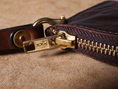 Handmade Genuine Leather Mens Cool Biker Chain Wallet Long Leather Wallet Slim Clutch Wristlet Wallet for Men