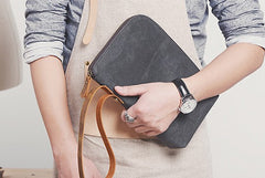 Cool Canvas Leather Mens Large Clutch Wallet Zipper Wristlet Bag Purse for Men - iwalletsmen