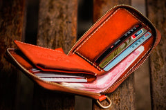 Handmade Leather Small Tibetan Tooled Mens billfold Wallet Cool Chain Wallet Biker Wallet for Men