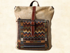 Vintage Canvas Leather Travel Bag Mens Backpack Canvas Canvas School Bag for Men - iwalletsmen