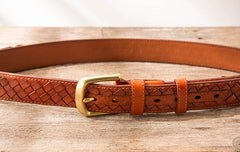 Handmade Cool Braided Leather Mens Belt Leather Belt for Men - iwalletsmen