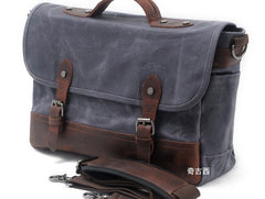 Mens Waxed Canvas Leather Messenger Bag Camera Side Bag Courier Bag for Men - iwalletsmen