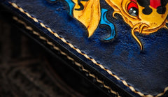Handmade Leather Carp Tooled Mens billfold Wallet Cool Leather Wallet Slim Wallet for Men