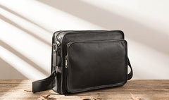 Black Cool Leather Mens Shoulder Bags Messenger Bags for Men - iwalletsmen