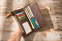 Vintage Cool Mens long Wallet Leather Wallet Long Wallet for Men - iwalletsmen