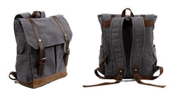 Waxed Canvas Leather Mens Backpacks Canvas Travel Backpack Canvas School Backpack for Men - iwalletsmen