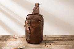 Vintage Leather Mens Sling Bag Sling Shoulder Bag Sling Backpack for men - iwalletsmen