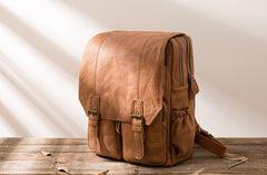 Cool Brown Mens Leather Backpacks Travel Backpacks Laptop Backpack for men - iwalletsmen