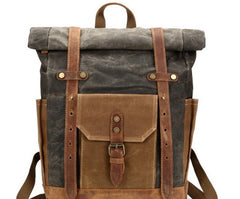 Waxed Canvas Leather Mens Travel Backpacks Canvas Backpack Canvas School Backpack for Men - iwalletsmen