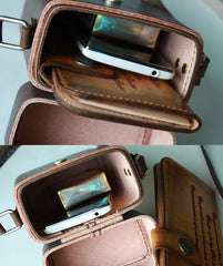 Handmade Leather Mens Small Box Bag Shoulder Bag Messenger Bag for Men - iwalletsmen