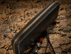 Handmade Leather Carp Mens Chain Biker Wallet Cool Leather Wallet Long Phone Wallets for Men - iwalletsmen