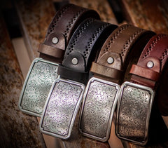Handmade Genuine Leather Mens Belt Custom Cool Leather Men Black Belt for Men