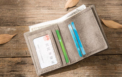 Gray Cool Leather Mens Small Wallet Bifold Vintage Slim billfold Wallet for Men - iwalletsmen