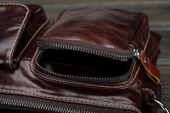 Cool Small Coffee Leather Mens Messenger Bag Shoulder Bag for Men - iwalletsmen