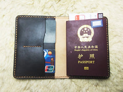 Mens Leather Slim Passport Wallets Coffee Leather Small Travel Wallet for Men - iwalletsmen