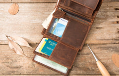 Cool Leather Mens Small Wallets Bifold Vintage Slim billfold Wallet for Men - iwalletsmen