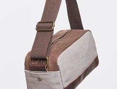 Mens Canvas Leather Gray Cool Messenger Bag Side Bag for Men - iwalletsmen