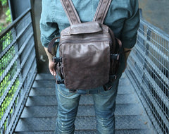 Cool Coffee Mens Leather Backpack Travel Backpacks Laptop Backpack for men - iwalletsmen