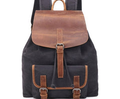 Waxed Canvas Leather Mens Backpack Canvas Travel Backpacks Canvas School Backpack for Men - iwalletsmen