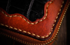 Handmade Leather Mens Chain Biker Wallet Cool Leather Wallet Long Clutch Wallets for Men