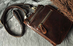 Mens Leather Small Side Bag COURIER BAG Waist Pouch Holster Belt Case Belt Pouch for Men - iwalletsmen