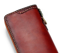 Handmade Leather Mens Chain Biker Wallet Cool Leather Wallet Long Phone Wallets for Men