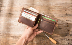 Vintage Leather Mens Small Wallets Bifold Slim billfold Wallet for Men - iwalletsmen