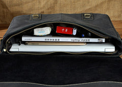 Black Coffee Leather Mens Briefcase Laptop Bag Business Bag Work Bag for Men - iwalletsmen