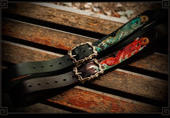 Handmade Genuine Leather Tooled Carp Mens Belt Custom Cool Leather Men Belt for Men