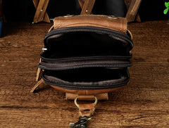 Leather Mens WAIST POUCH with Belt Loop Cell Phone Holster Belt Pouch for Men - iwalletsmen