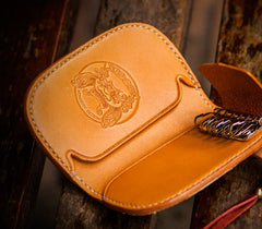 Handmade Leather Biker Mens Cool Car Key Wallet Coin Wallet Pouch Car KeyChain for Men