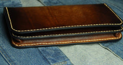 Coffee Vintage Leather Bifold Mens Large Long Wallet Leather Long Wallets for Men - iwalletsmen