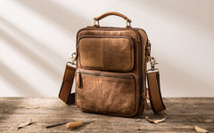 Cool Leather Brown Small Mens Messenger Bag Vintage Shoulder Bag  for Men - iwalletsmen