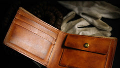 Handmade Leather Lion Mens billfold Wallet Cool Leather Wallet Slim Wallet for Men